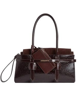 DSquared² Logo Stamp Twin Shoulder Bag - Brown