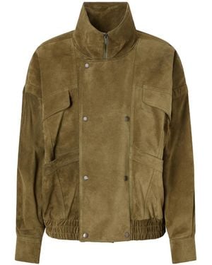 Saint Laurent Long-Sleeve Leather Jacket - Green