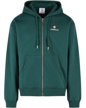 CASABLANCA Monogram Zip-Up Hoodie - Green