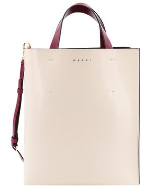 Marni Museo Colour-Block Leather Tote - Natural