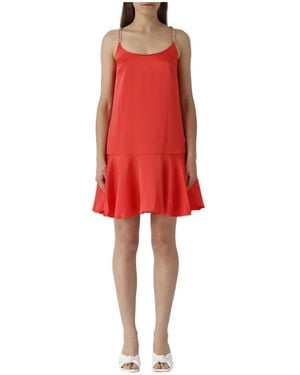 MICHAEL Michael Kors Peplum-Hem Satin Minidress - Red