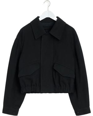 Lemaire Elasticated Hem Twill Bomber Jacket - Black