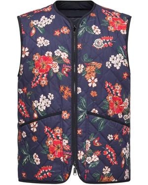 Moncler Franqui Reversible Floral Down Vest - Blue