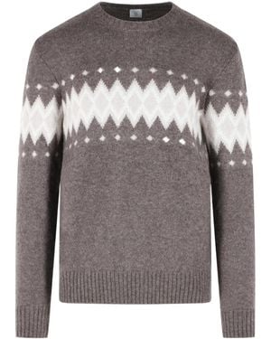 Eleventy Cashmere And Silk Blend Crew Neck Sweater - Gray