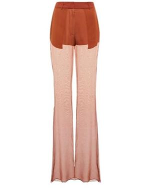 Nensi Dojaka Mid-Rise Wide-Leg Silk Pants - Pink
