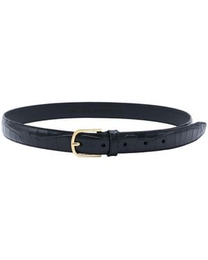 TOTEME Slim Crocodile-Embossed Belt - White