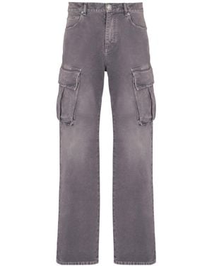 Balmain Denim Loose-Fit Cargo Jeans - Gray