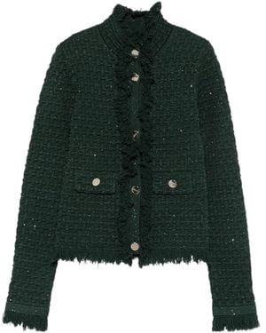 Liu Jo Sequined Fringe Trim Jacket - Green