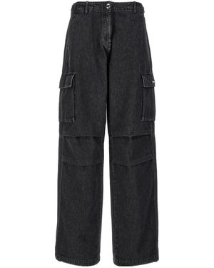 Coperni Denim Wide Leg Cargo Work Denim Trousers - Black