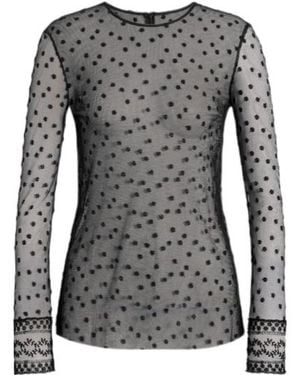 Alberta Ferretti Lace High-Neck Shirt - Grey