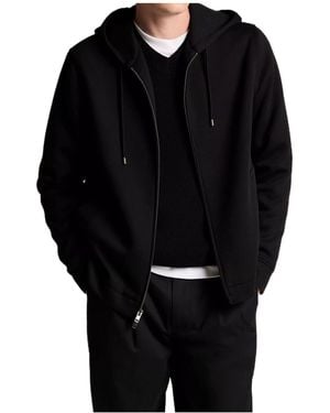 Vince Cotton-Blend Scuba Zip-Front Hoodie - Black
