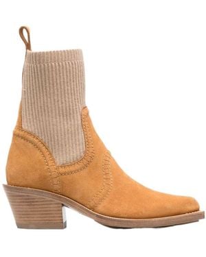 Chloé 70Mm Ribbed Ankle-Length Boots - Brown