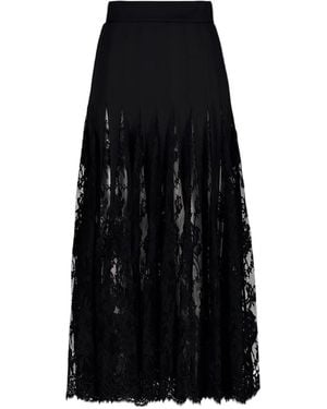 Dolce & Gabbana Lace Midi Charmeuse Skirt - Black