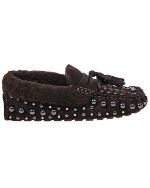 Strategia R55 Embellished Tassel Flat Shoes - Black