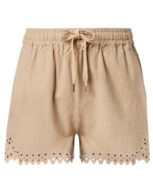 Isabel Marant Balyme Embroidered Cotton Shorts - Natural