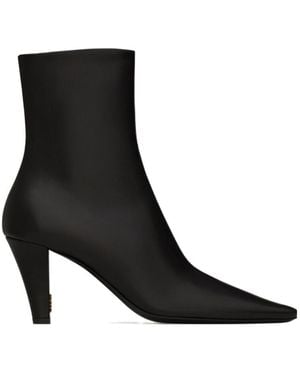 Saint Laurent Jill Square Pointed Toe Ankle Boots - Black