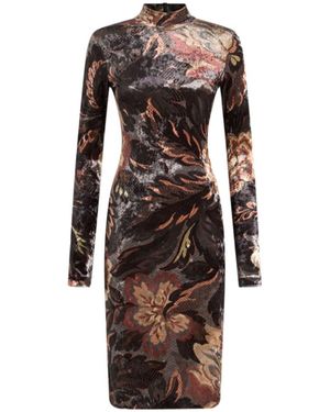 Etro Printed Chenille Midi Dress - Brown