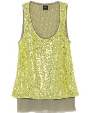 Pinko Fully Sequin Embellished Vest Top - Green