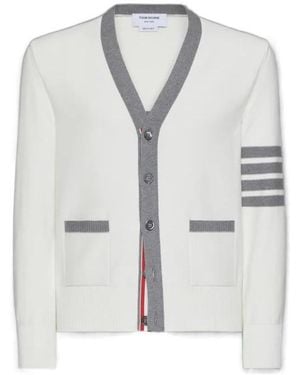 Thom Browne V-Neck Knitted Cardigan - Grey
