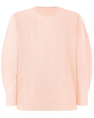Homme Plissé Issey Miyake Homme Plissé Issey Miyake Long-Sleeved Pleated T-Shirt - Pink