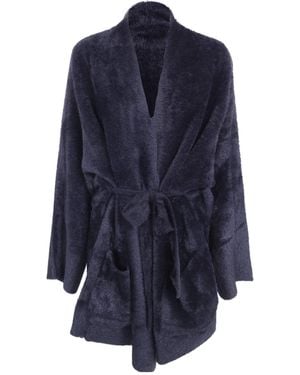 Emporio Armani Belted Waist Cardigan - Blue