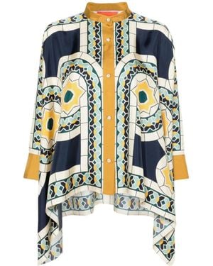 La DoubleJ Foulard Geometric Pattern Blouse - White