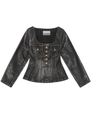 Ganni Fitted Waist Denim Jacket - Black