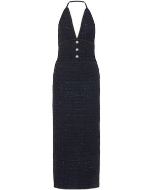 Alessandra Rich Sequin Knit Midi Dress - Blue