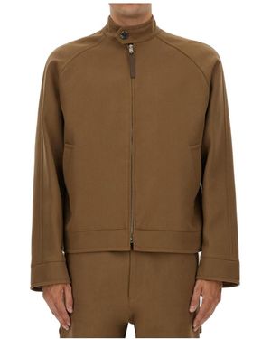 Moschino High-Necl Zipped Bomber Jacket - Brown