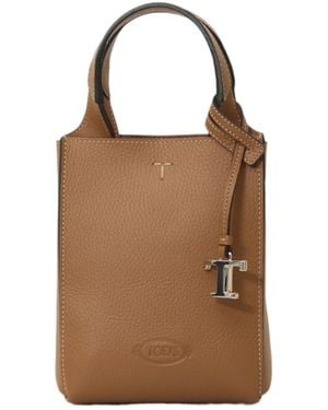 Tod's T-Logo Leather Shoulder Bag - Brown