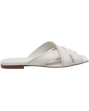 Tod's Cross-Strap Flat Sandals - White