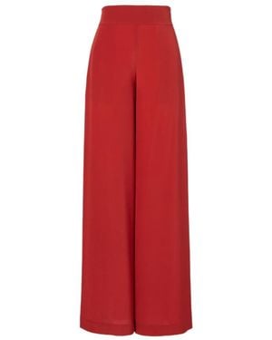 JOSEPH Rihani Silk Wide-Leg Trousers - Red