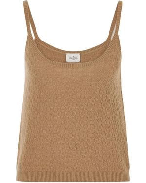 LeKasha Fregene Pointelle-Knit Cashmere Top - Brown