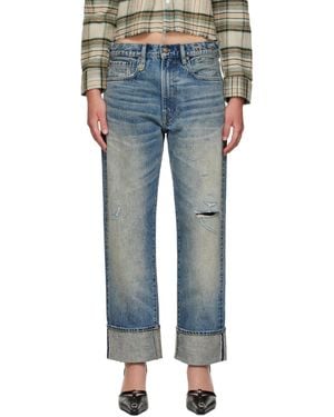 R13 Cuffed Boyfriend Jeans - Blue