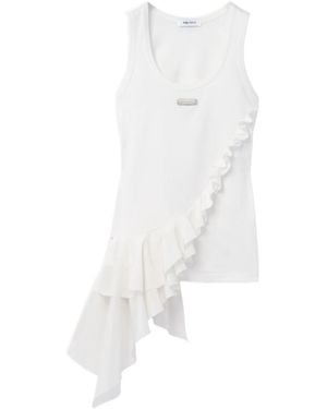 McQueen Asymmetric Ruffle Tank Top - White