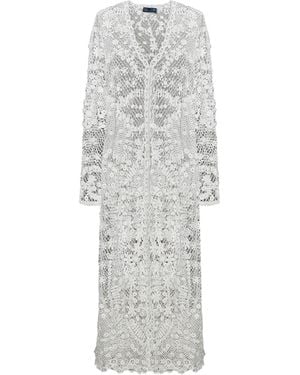 Polo Ralph Lauren Crochet-Knit Midi Dress - Gray