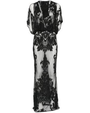 Norma Kamali Lace-Embroidered Hooded Maxi Dresses - Black