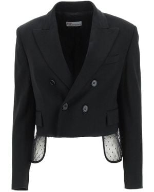 RED Valentino Double-Breasted Short Suit Coat - Black