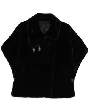 Pinko High-Neck Short Sleeved Cape Coat - Black