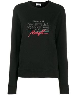 Saint Laurent Logo Printed Jumper - Black