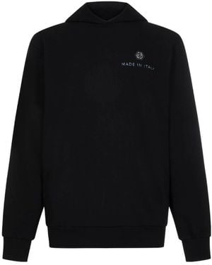 Philipp Plein Logo Printed Long Sleeved Hoodie - Black