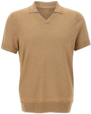 BOSS Naden Johnny Collar Polo Shirt - Natural