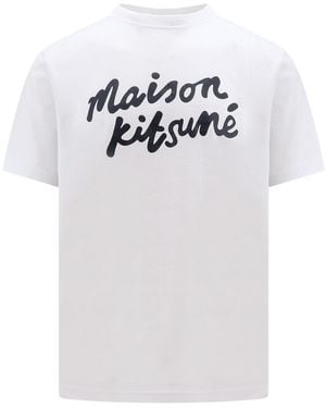 Maison Kitsuné Maison Kitsuné Logo Printed Crewneck T-Shirt - White