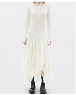 Ann Demeulemeester Tessie Serafino Ruffled Asymmetric Dress - White