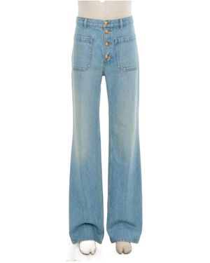 Valentino Button Detailed Regular Fit Jeans - Blue