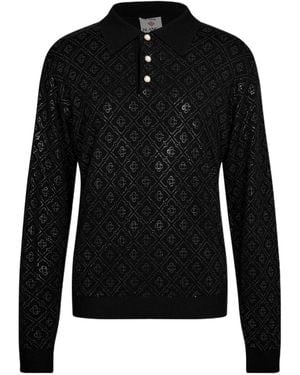 CASABLANCA Long-Sleeved Polo Shirt - Black