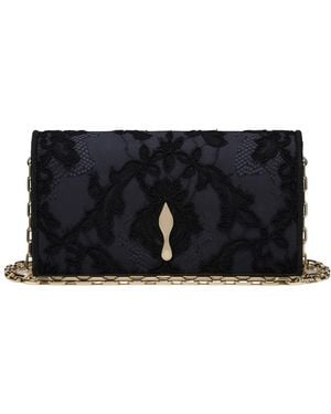 Christian Louboutin Bettina Lace-Overlay Logo-Plaque Clutch Bag - Black