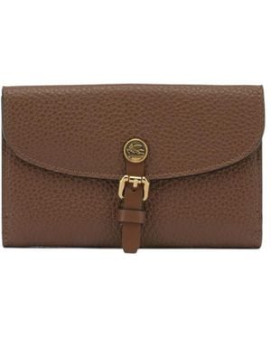 Etro Hammered Leather Pony Wallet - Brown