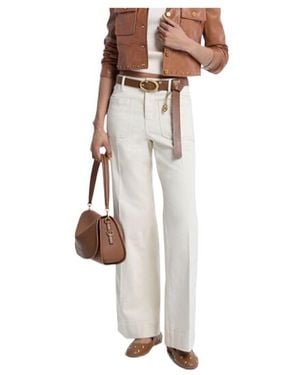 MICHAEL Michael Kors High-Waist Logo-Chain Jeans - White