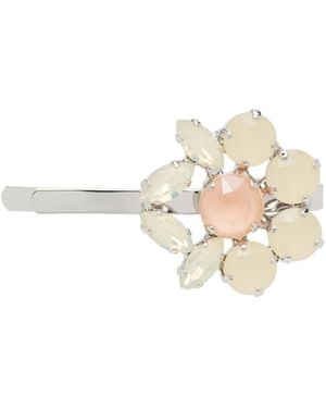 Simone Rocha Mini Heart-Shaped Flower Hair Clip - White